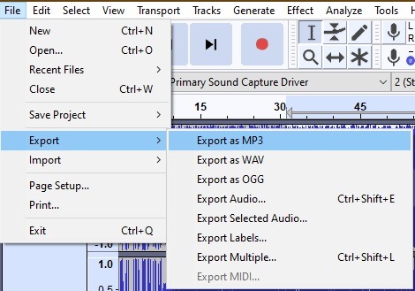 Export File Audacity