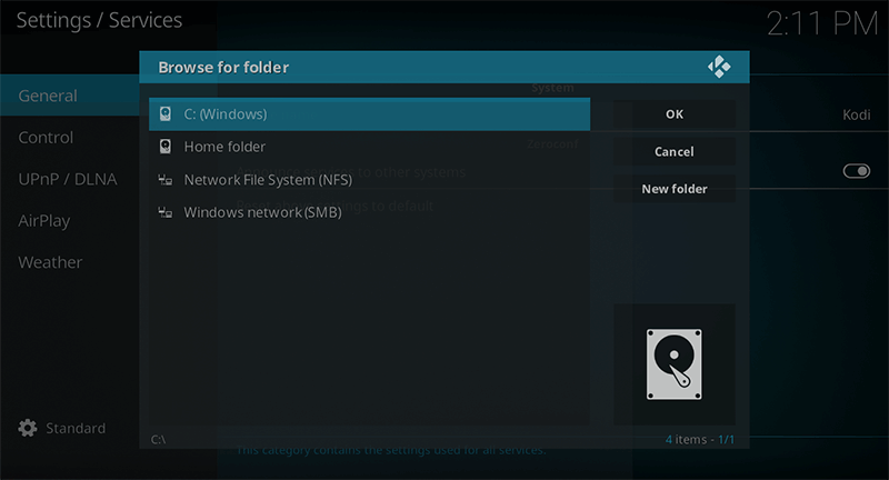 Kodi Voice Control Settings