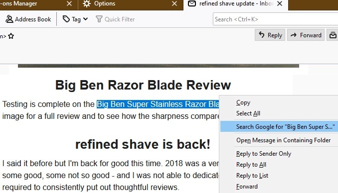 Search With Google Thunderbird