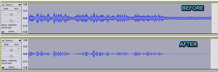Audacity Noise Removal Effect Before And After Waveform