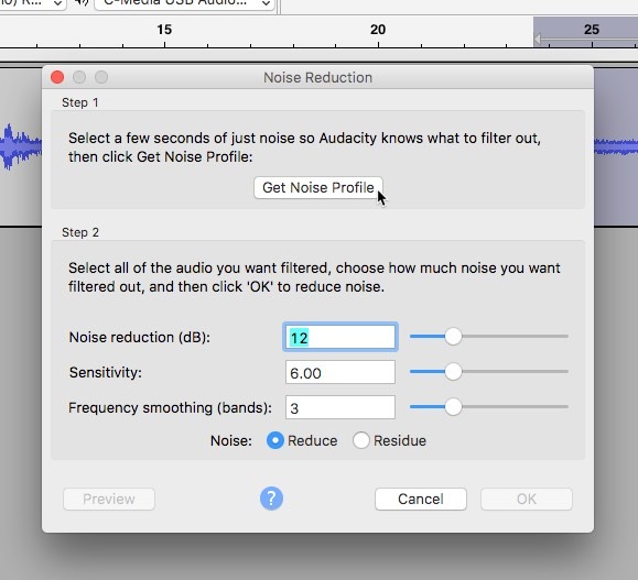 Audacity Noise Removal Effect Pane