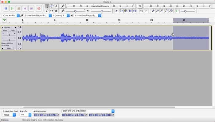 Audacity Noise Removal Noise Selection