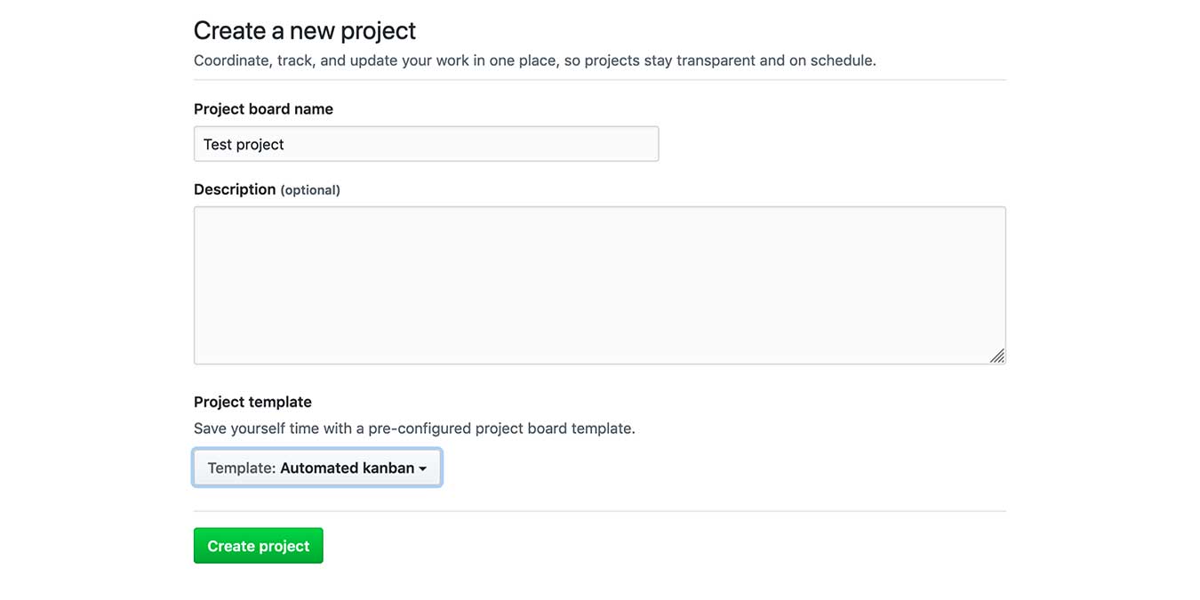 Get Started Github Projects New Project