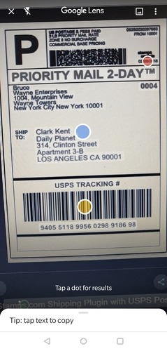 Google Lens Package Tracker