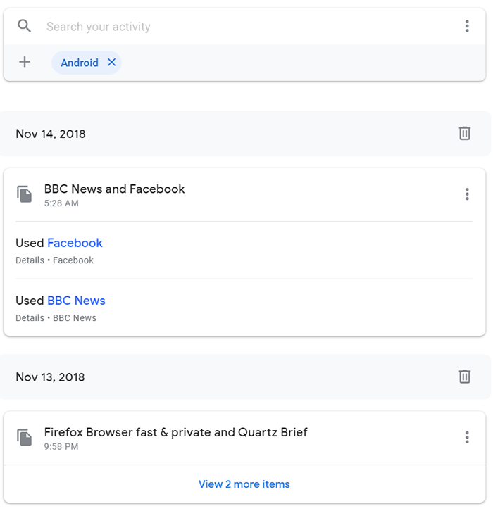 Google Personal Data Android 1 Activity