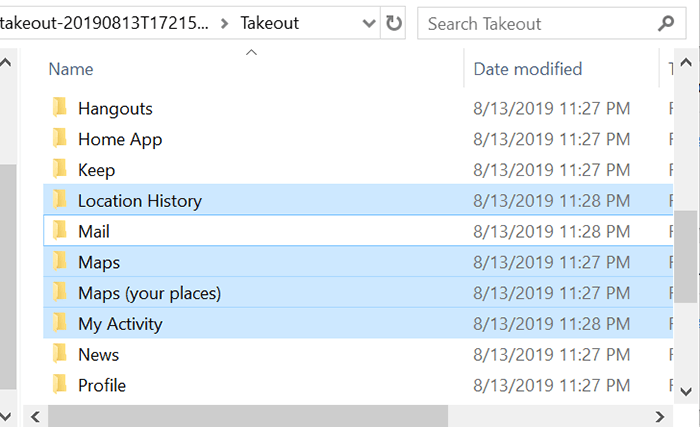 Google Personal Data Location Maps 3 Takeout Folders