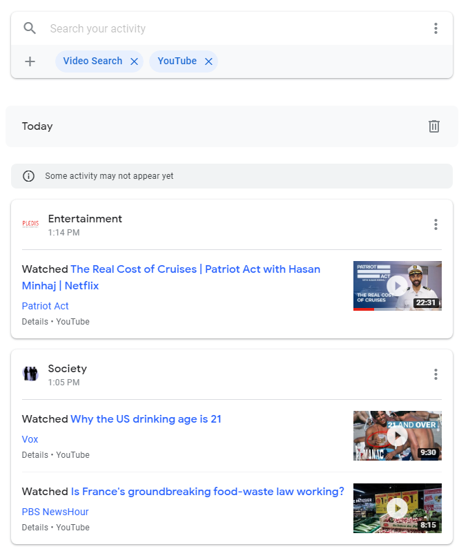 Google Personal Data Youtube 2 Activity