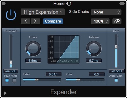 Logic Pro X Noise Removal Expander High Expansion