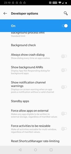 Standby Apps Option Standby Apps Option