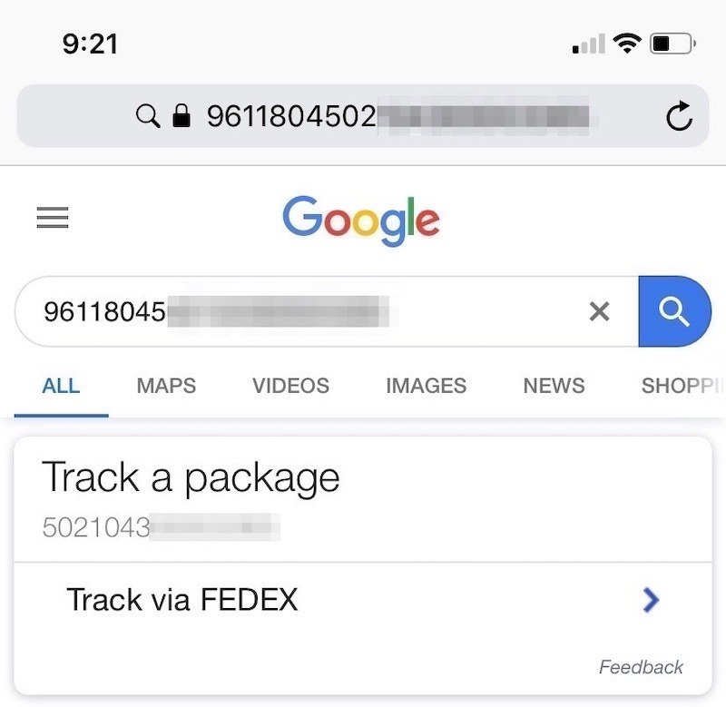 Tracking Package Delivery Smartphone Google