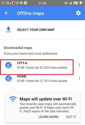 Google Maps Downloaded Offline