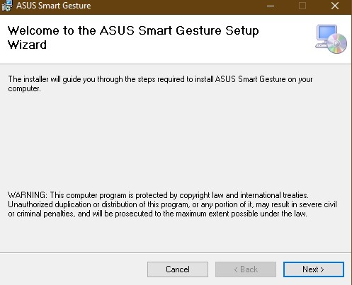 Installation First Step Asus Smart Gesture