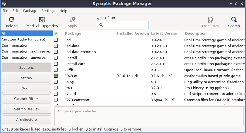Linux Packages Synaptic