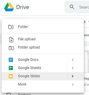 Chart Google Slides Choose Slides Option