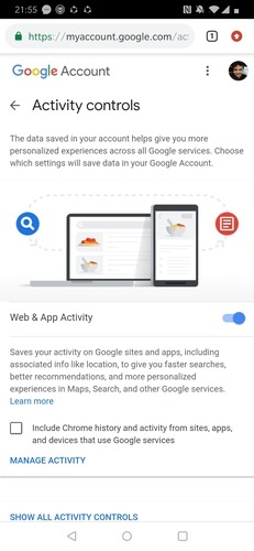 Chrome Manage Web Activity