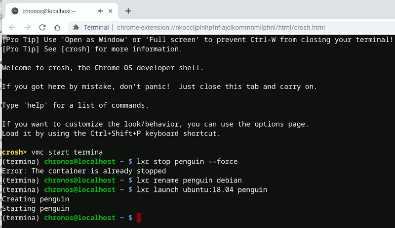 Chromeos Termina Launch Ubuntu Chromeos Termina Launch Ubuntu