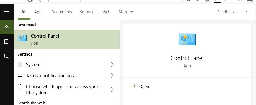 Hibernate Power Option Control Panel Search