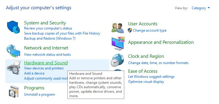 Hibernate Power Option Hardware Sound