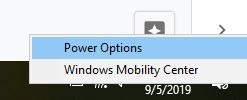 Hibernate Power Option Right Click Battery Icon