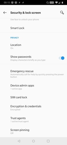 Location Settings Security And Lock Screen