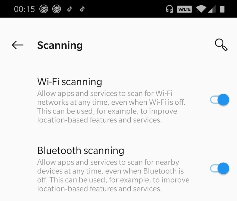 Location Settings Turn On Wif And Bluetooth Scanning