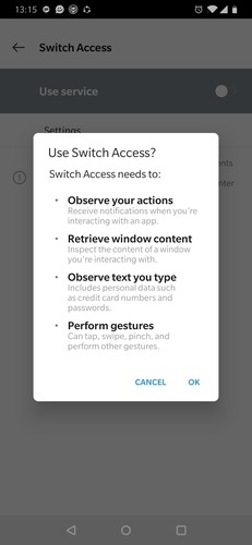Switch Access Permissions Page