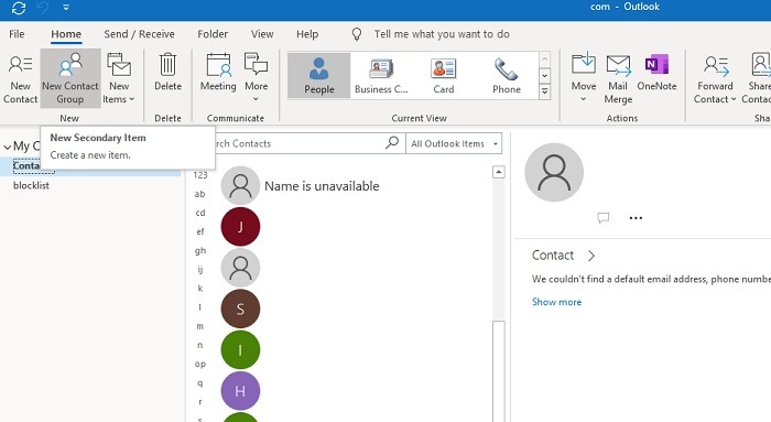 Adding New Contact Group Outlook