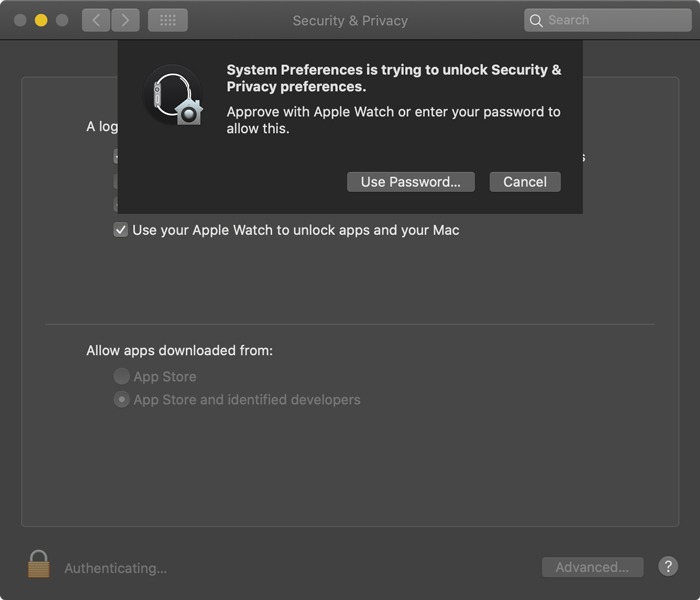 Approve With Apple Watch System Preferences