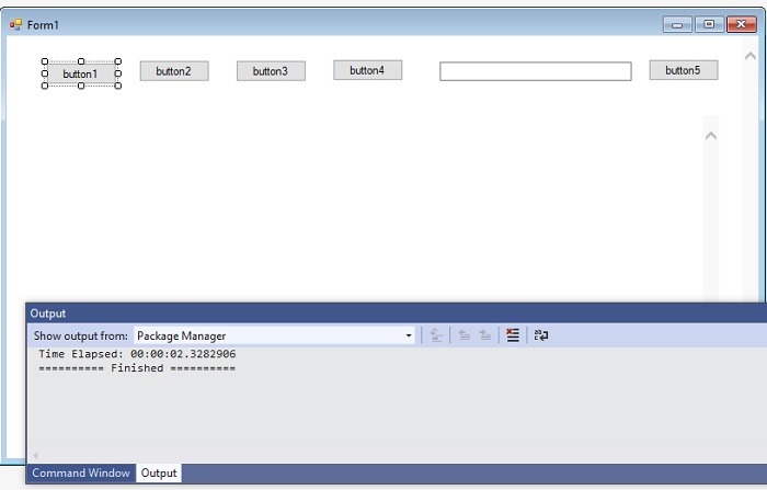 Buttons And Toolbars Arranged Visual Studio Form