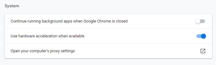 Chrome Black Screen Hardware Acceleration Toggle Off