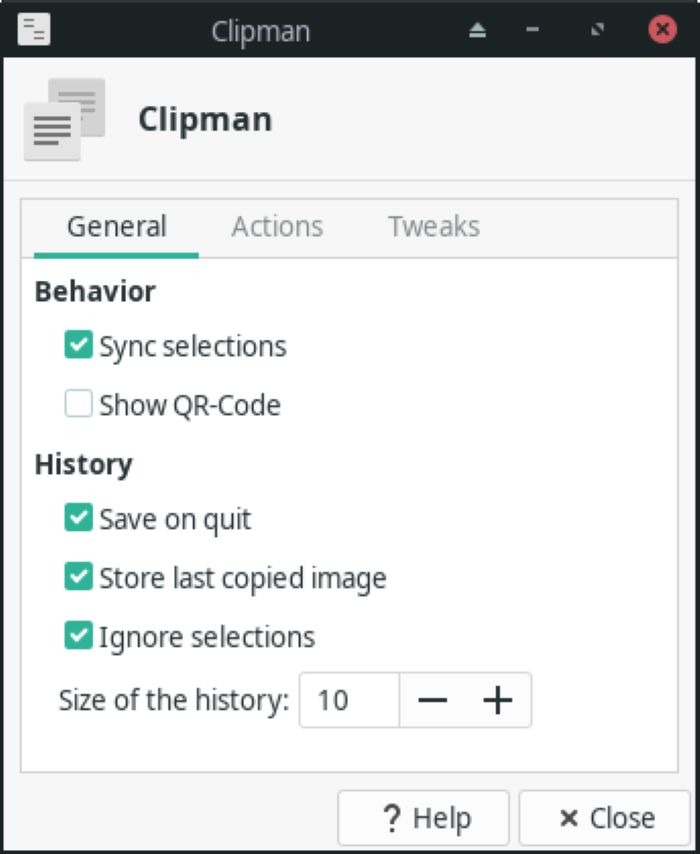 Clipman General Options Tab Clipman General Options Tab