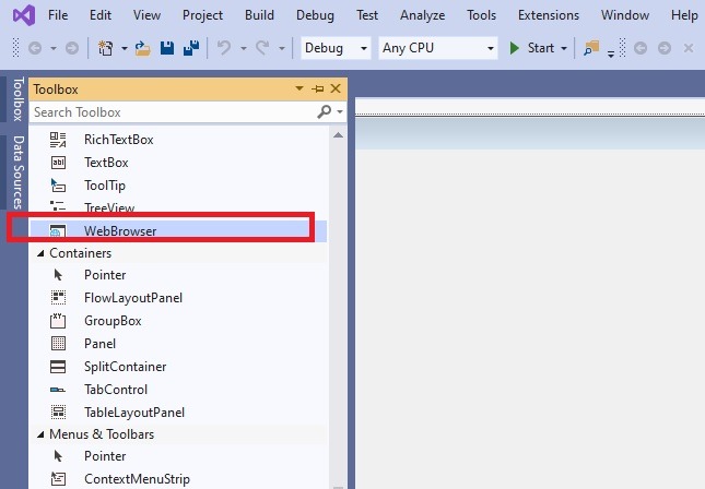 Create Web Browser Visual Studio From Toolbox