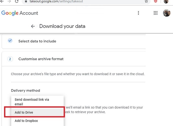 Customize Google Takeout Retrieval As Google Drive