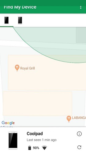 Find My Device Locked Device Details