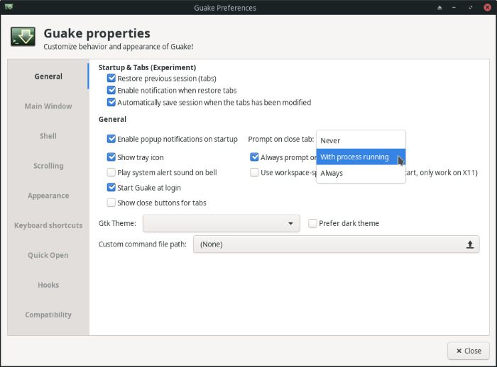 Guake Properties General