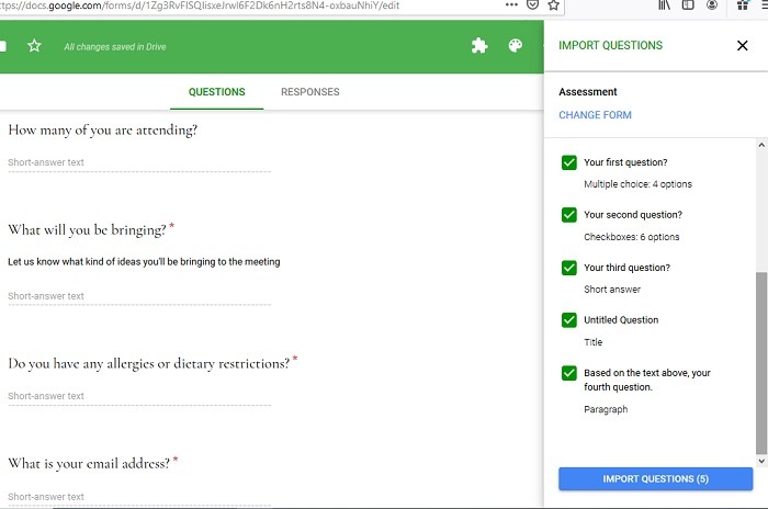 Importing Questions Directly Google Form Importing Questions Directly Google Form