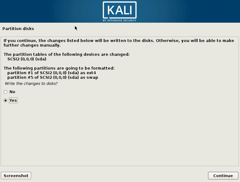 Kali Linux Write Partition Table