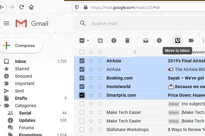 Move Archived Emails To Inbox