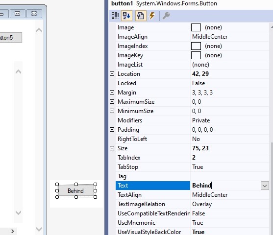 Naming Button Behind