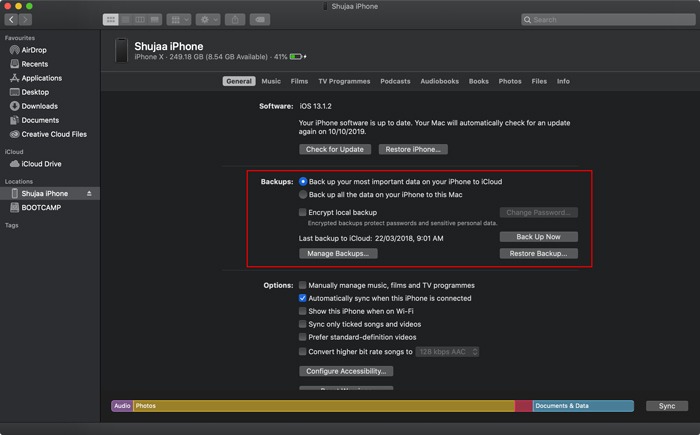 Sync Ios Device Catalina Backup