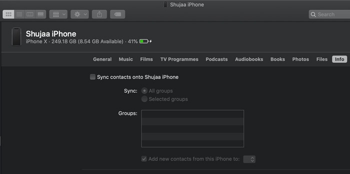 Sync Ios Device Catalina Contacts