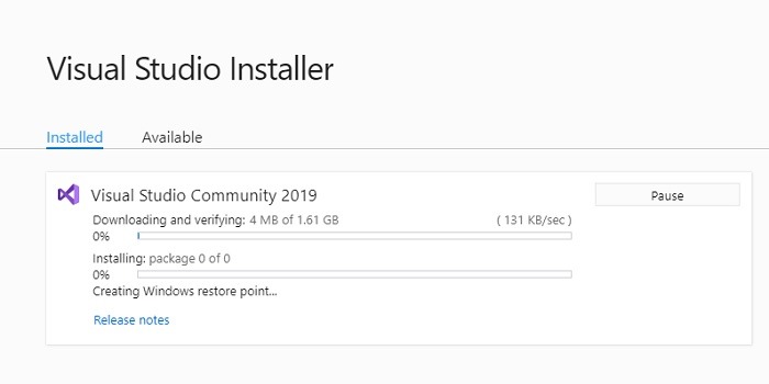 Visual Studio Community Edition Downloading