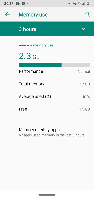 Android Developer Options Memory