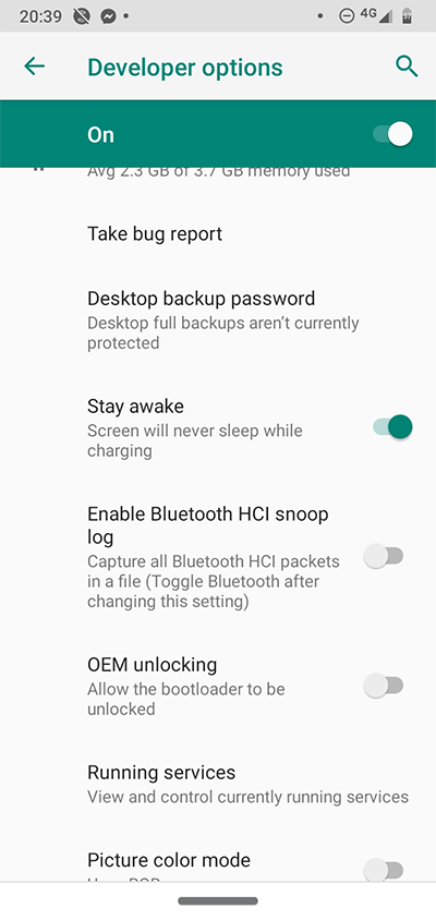 Android Developer Options Stay Awake