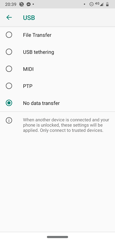 Android Developer Options Usb Connection