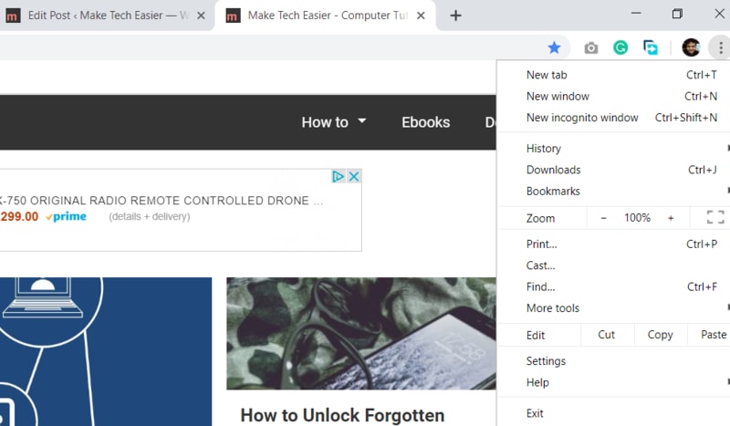 Chrome Page Settings
