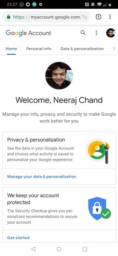 Google Account Phone Page