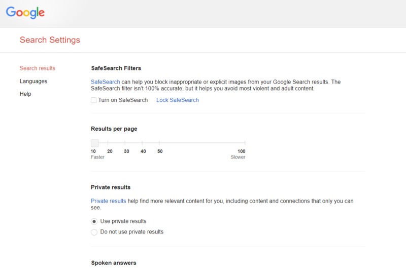 Google Safesearch Option