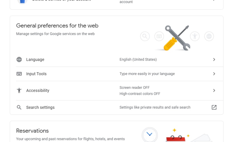 Google Search Settitngs