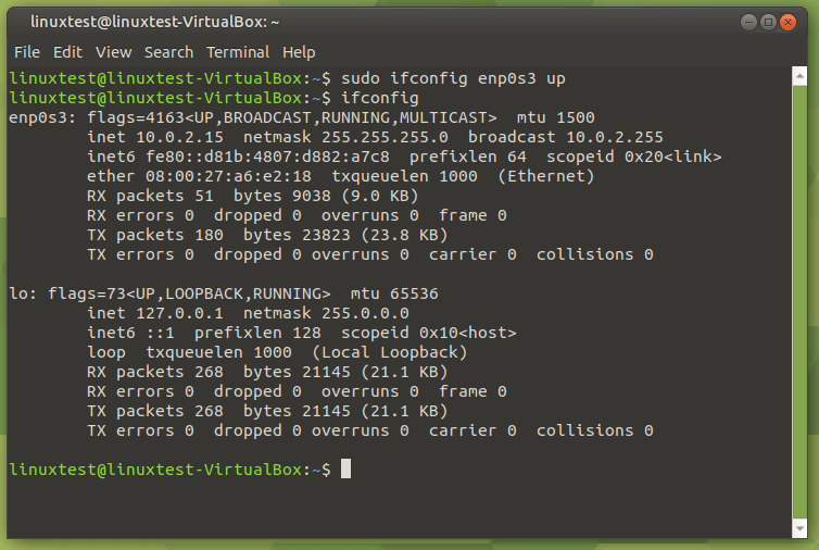 Ifconfig Interface Up